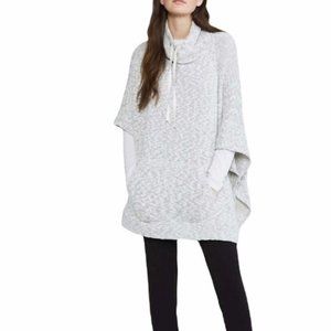 Lou & Grey Poncho Pullover Sweater Grey Oversized Cowl Neck Sweater, Medium